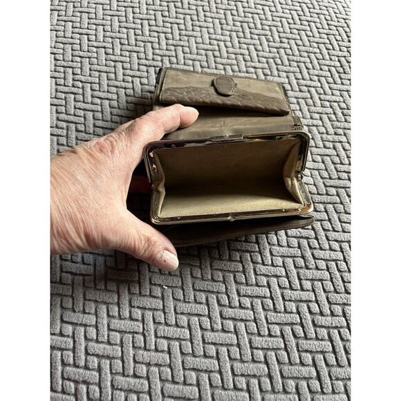 Antique Sterling Silver & Leather Wallet Coin Purse Grey Brown Preloved - Picture 8 of 13